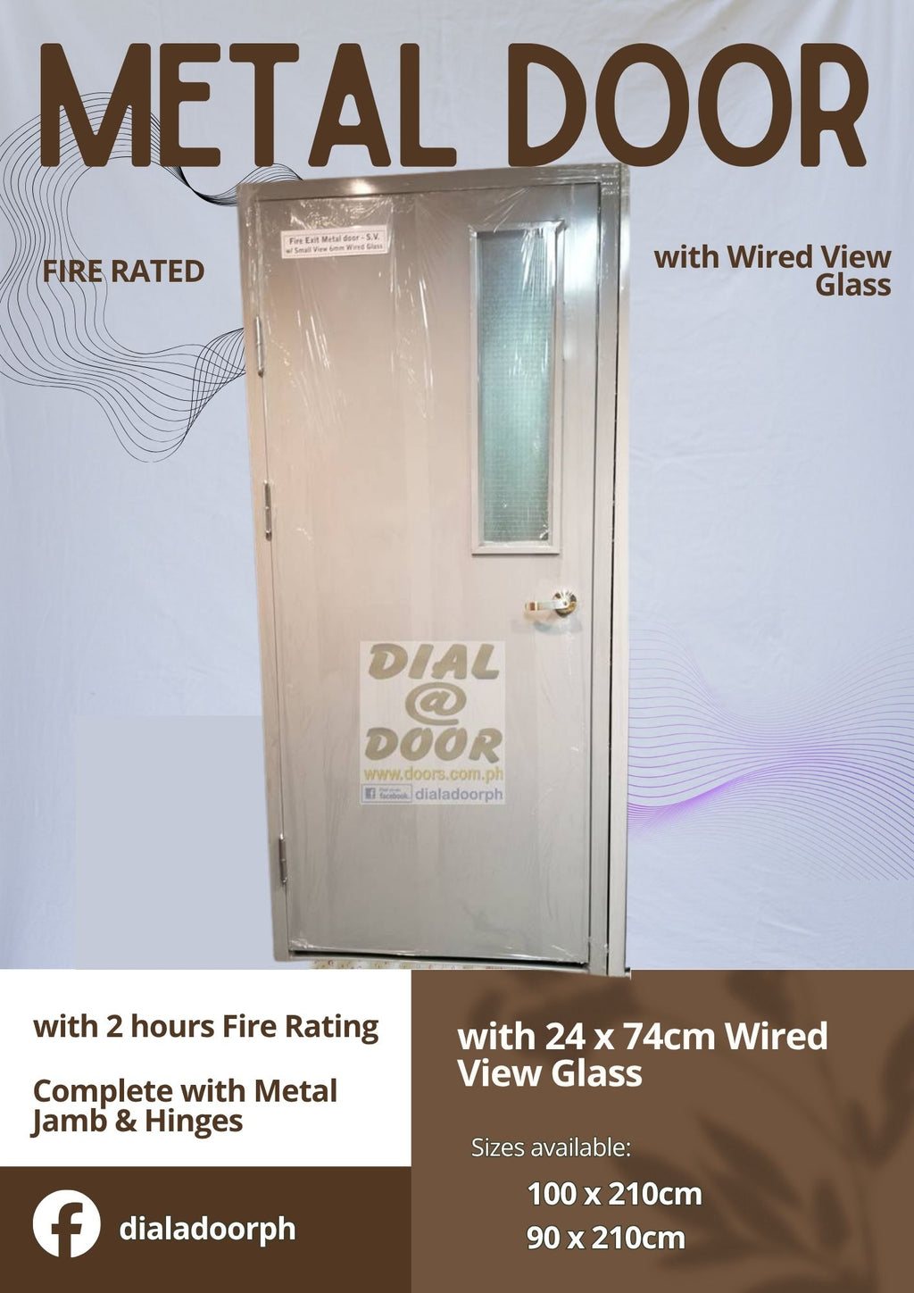 Fire Rated Metal Steel Door with Wired View Glass