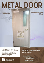 Fire Rated Metal Steel Door with Wired View Glass