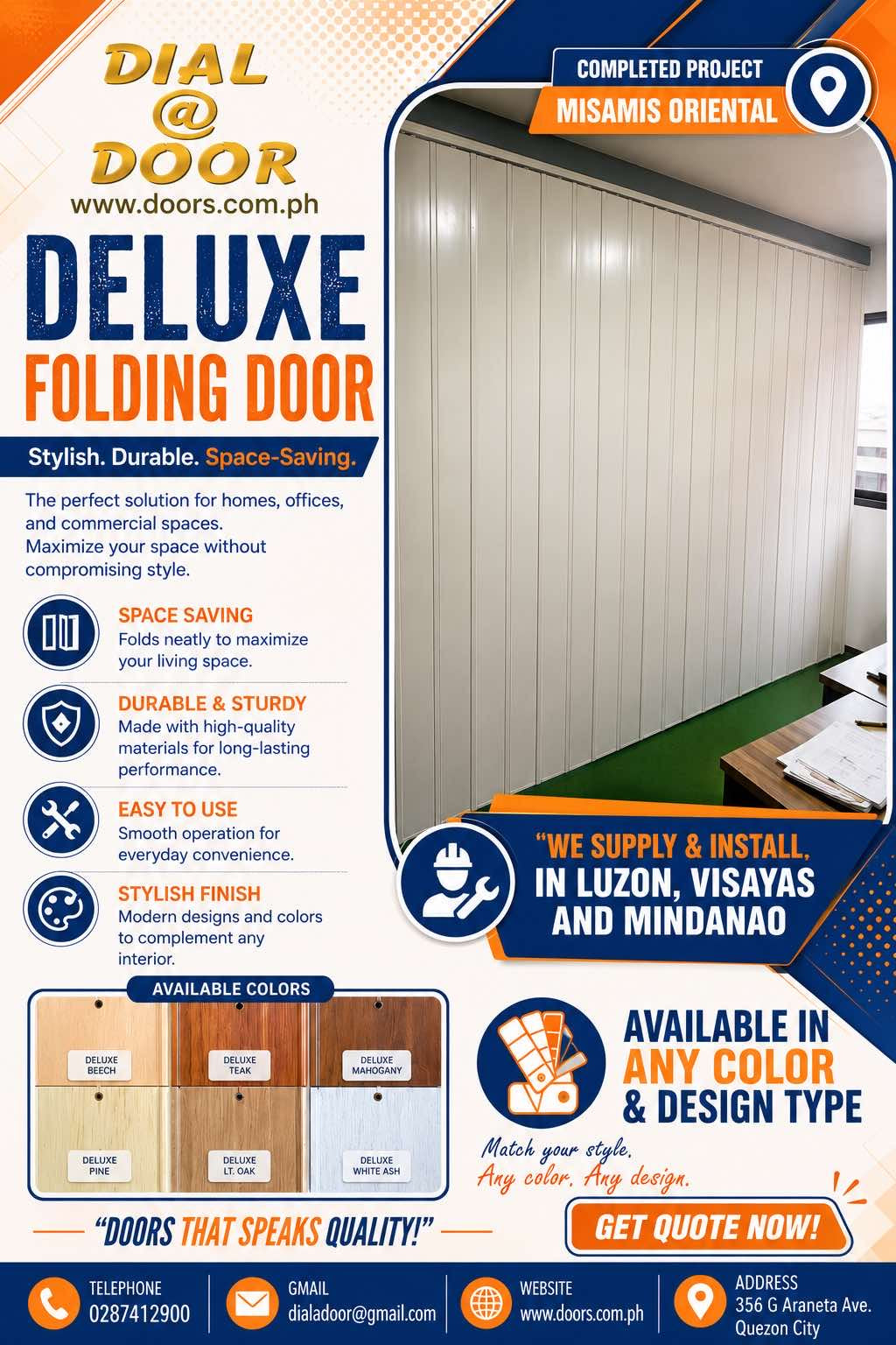 PVC Folding Accordion Door (Deluxe Plain type)