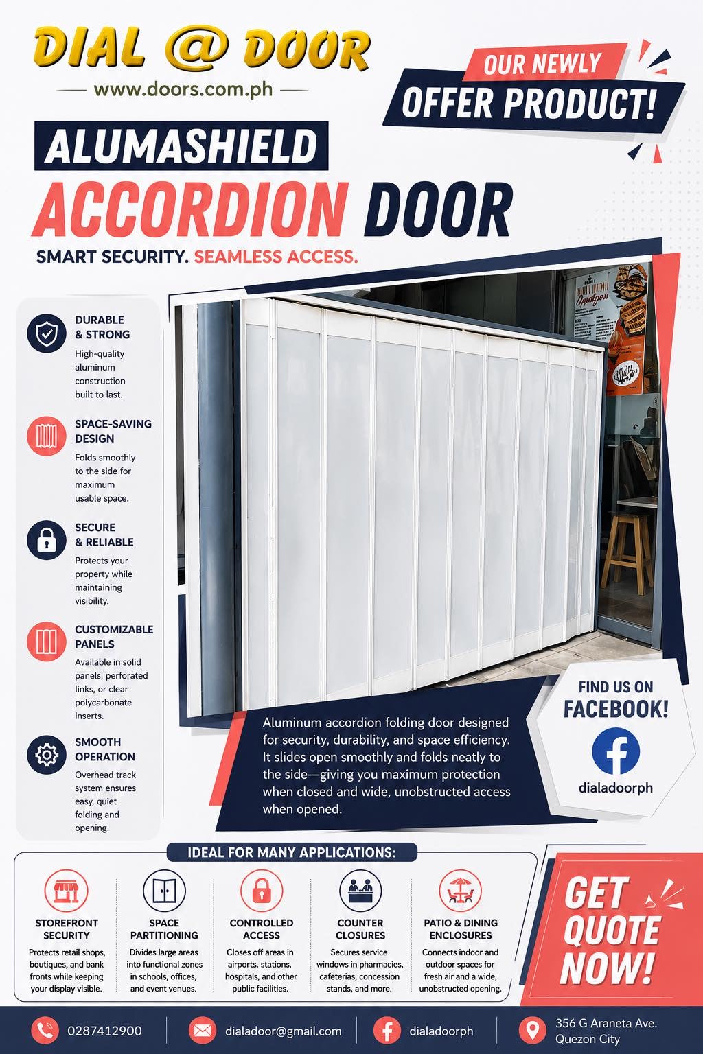 Alumashied Aluminum Accordion Door