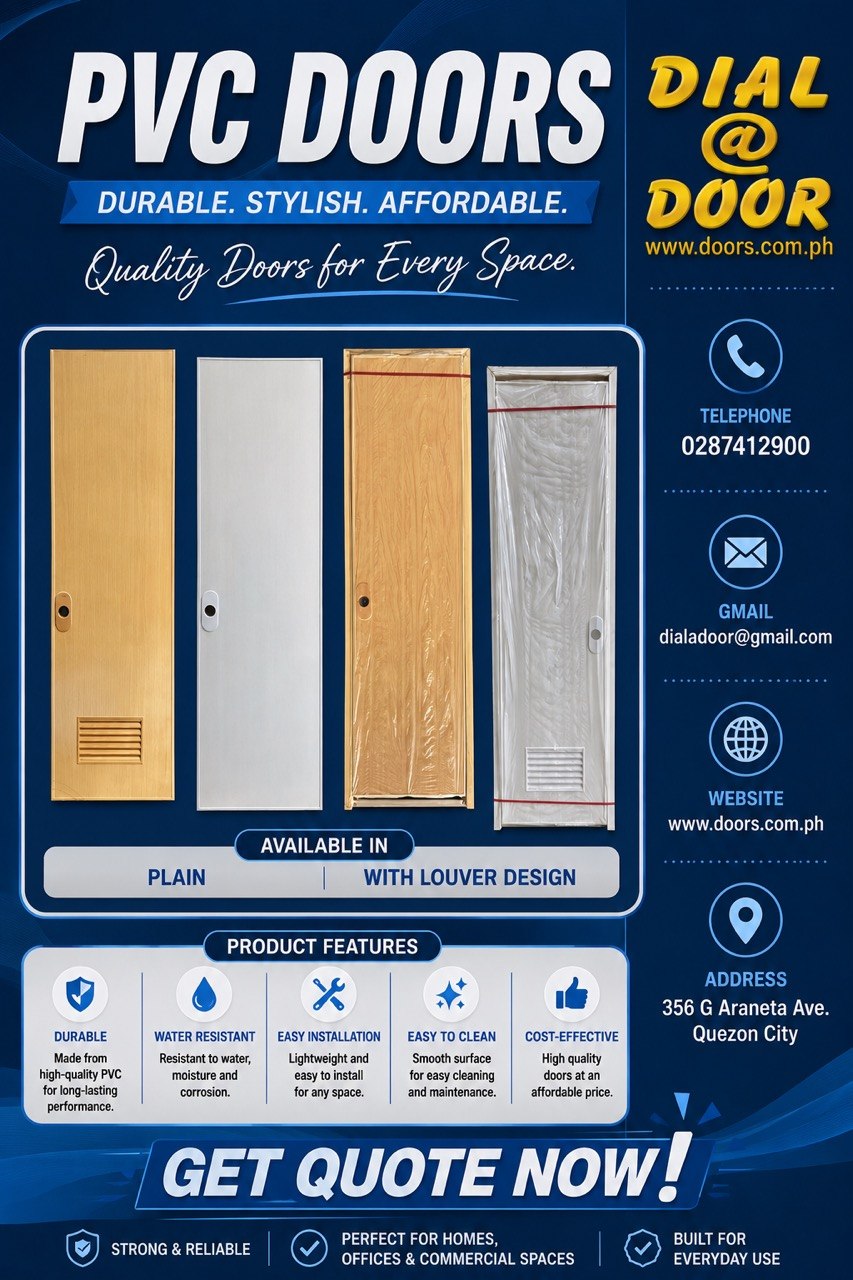 PVC Plastic Door with Jamb (Plain or with Bottom Louver)
